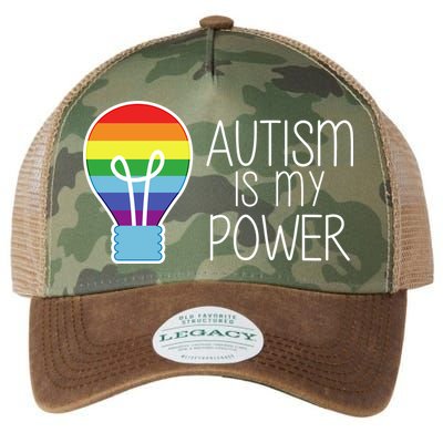 Cute Autism Is My Power Colorful Rainbow Light Bulb Legacy Tie Dye Trucker Hat