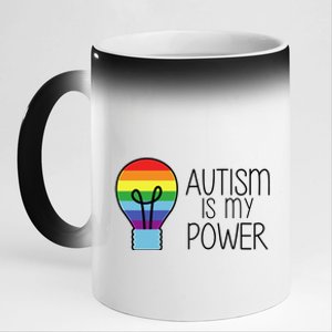 Cute Autism Is My Power Colorful Rainbow Light Bulb 11oz Black Color Changing Mug