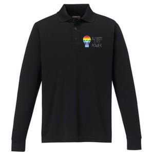 Cute Autism Is My Power Colorful Rainbow Light Bulb Performance Long Sleeve Polo