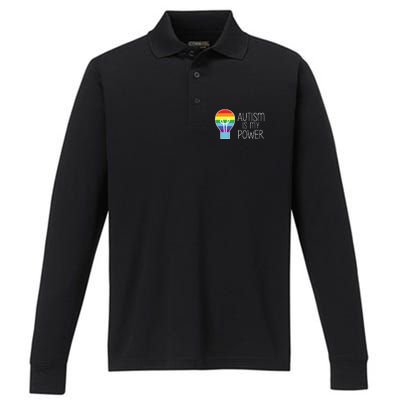 Cute Autism Is My Power Colorful Rainbow Light Bulb Performance Long Sleeve Polo