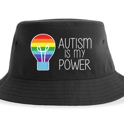 Cute Autism Is My Power Colorful Rainbow Light Bulb Sustainable Bucket Hat