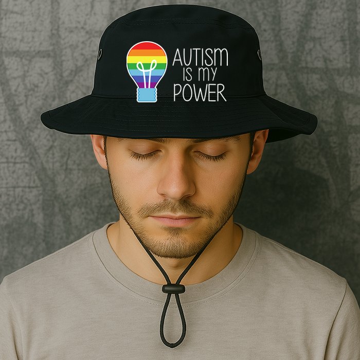 Cute Autism Is My Power Colorful Rainbow Light Bulb Bucket Hat