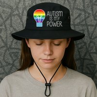 Cute Autism Is My Power Colorful Rainbow Light Bulb Bucket Hat