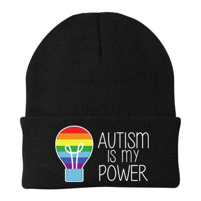 Cute Autism Is My Power Colorful Rainbow Light Bulb Beanie