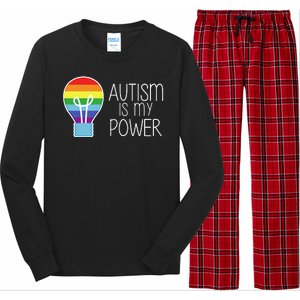 Cute Autism Is My Power Colorful Rainbow Light Bulb Long Sleeve Pajama Set