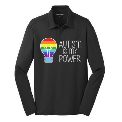 Cute Autism Is My Power Colorful Rainbow Light Bulb Silk Touch Performance Long Sleeve Polo