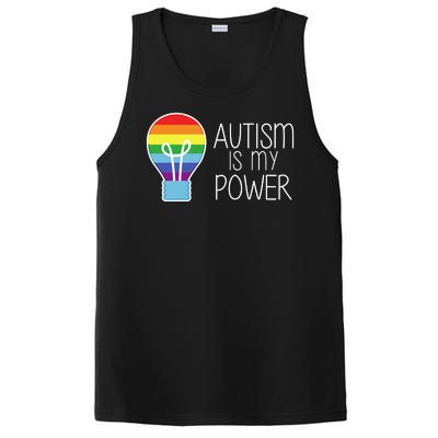 Cute Autism Is My Power Colorful Rainbow Light Bulb PosiCharge Competitor Tank