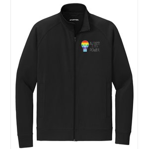 Cute Autism Is My Power Colorful Rainbow Light Bulb Stretch Full-Zip Cadet Jacket