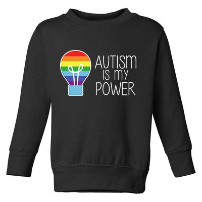 Cute Autism Is My Power Colorful Rainbow Light Bulb Toddler Sweatshirt