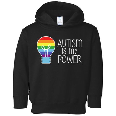 Cute Autism Is My Power Colorful Rainbow Light Bulb Toddler Hoodie
