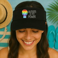 Cute Autism Is My Power Colorful Rainbow Light Bulb Visor