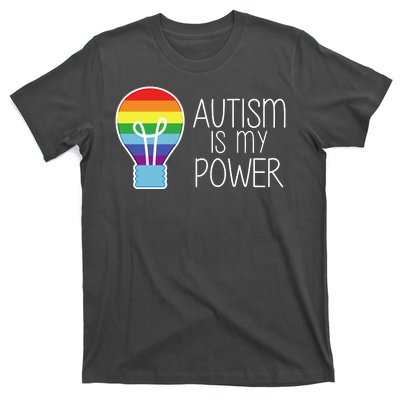 Cute Autism Is My Power Colorful Rainbow Light Bulb T-Shirt