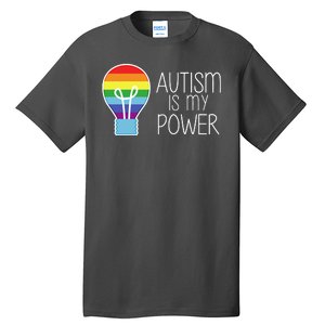 Cute Autism Is My Power Colorful Rainbow Light Bulb Tall T-Shirt