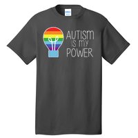 Cute Autism Is My Power Colorful Rainbow Light Bulb Tall T-Shirt