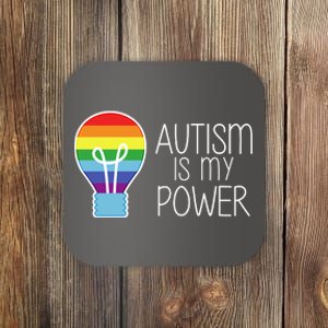 Cute Autism Is My Power Colorful Rainbow Light Bulb Coaster