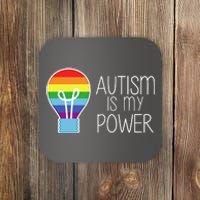 Cute Autism Is My Power Colorful Rainbow Light Bulb Coaster