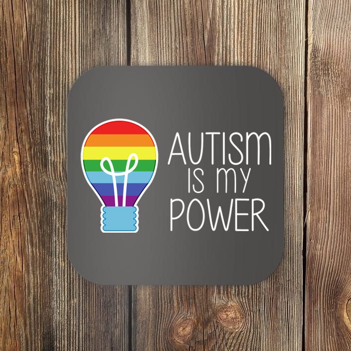 Cute Autism Is My Power Colorful Rainbow Light Bulb Coaster