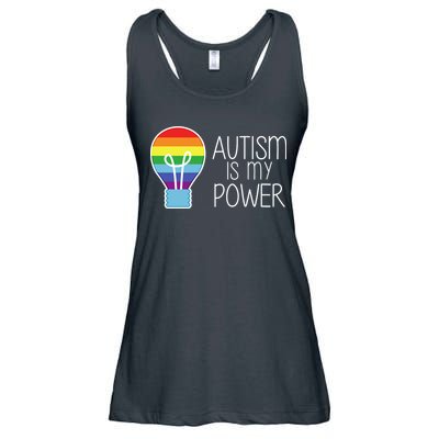 Cute Autism Is My Power Colorful Rainbow Light Bulb Ladies Essential Flowy Tank