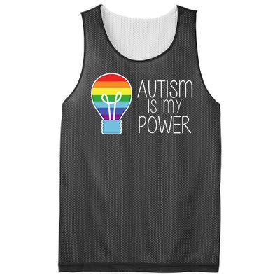 Cute Autism Is My Power Colorful Rainbow Light Bulb Mesh Reversible Basketball Jersey Tank