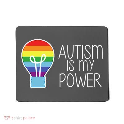 Cute Autism Is My Power Colorful Rainbow Light Bulb Mousepad