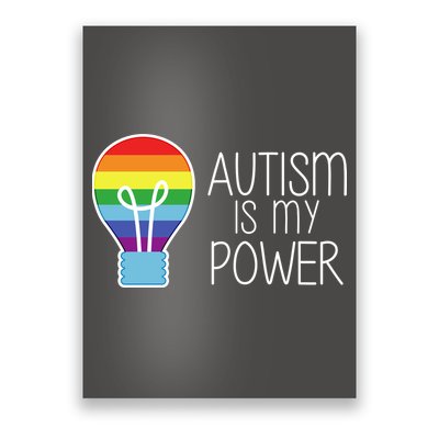 Cute Autism Is My Power Colorful Rainbow Light Bulb Poster