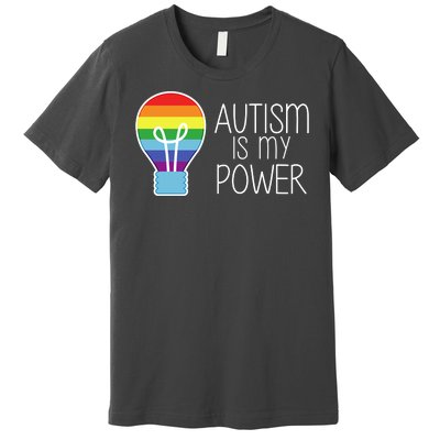 Cute Autism Is My Power Colorful Rainbow Light Bulb Premium T-Shirt