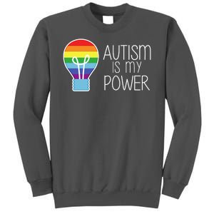 Cute Autism Is My Power Colorful Rainbow Light Bulb Tall Sweatshirt