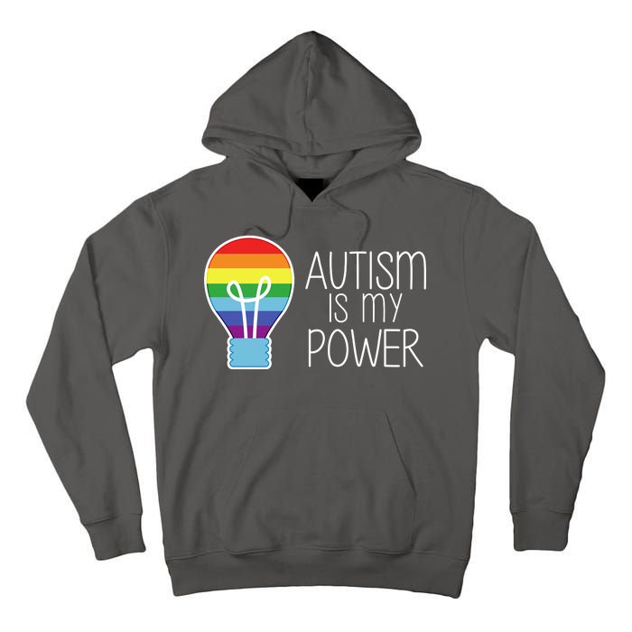 Cute Autism Is My Power Colorful Rainbow Light Bulb Tall Hoodie