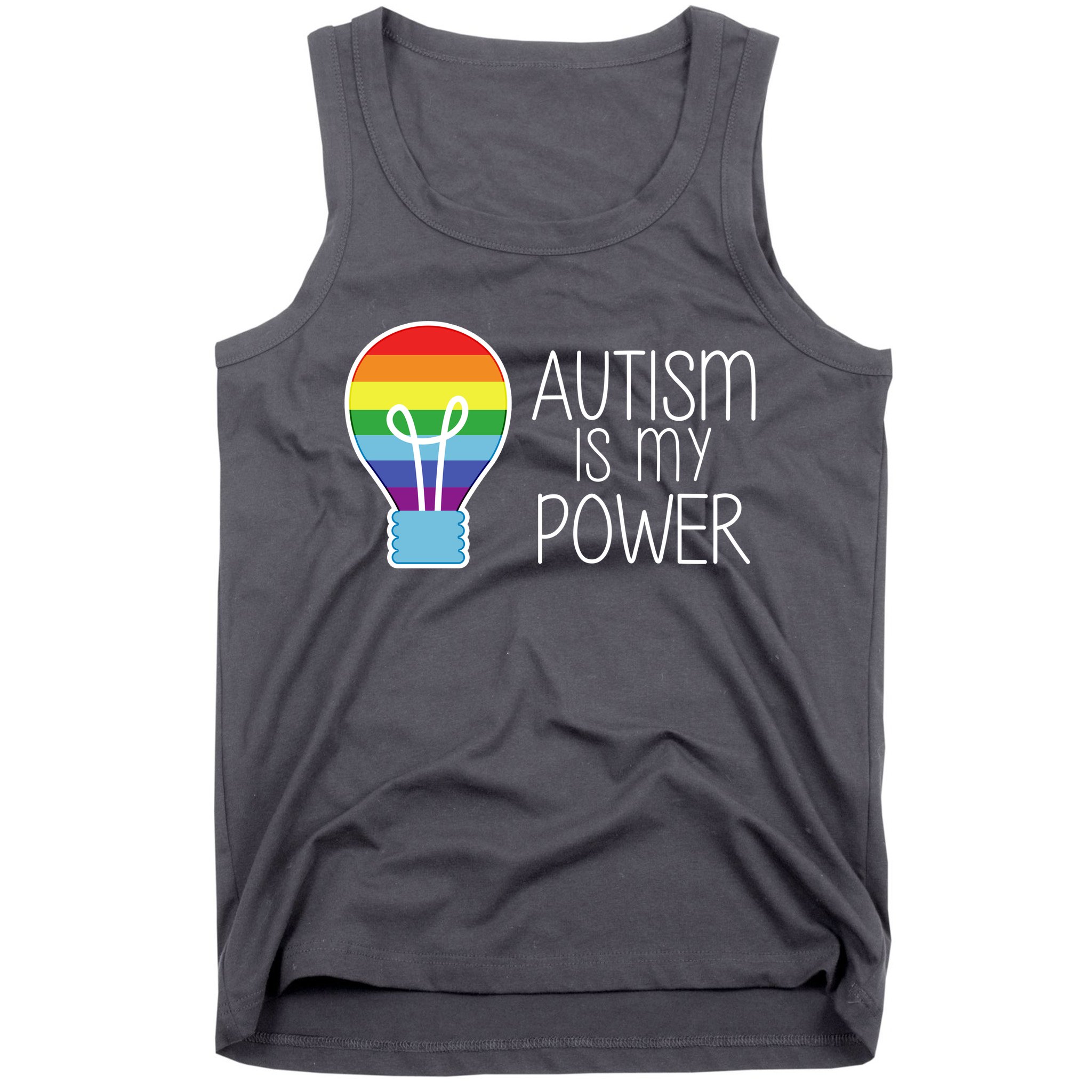 Cute Autism Is My Power Colorful Rainbow Light Bulb Tank Top