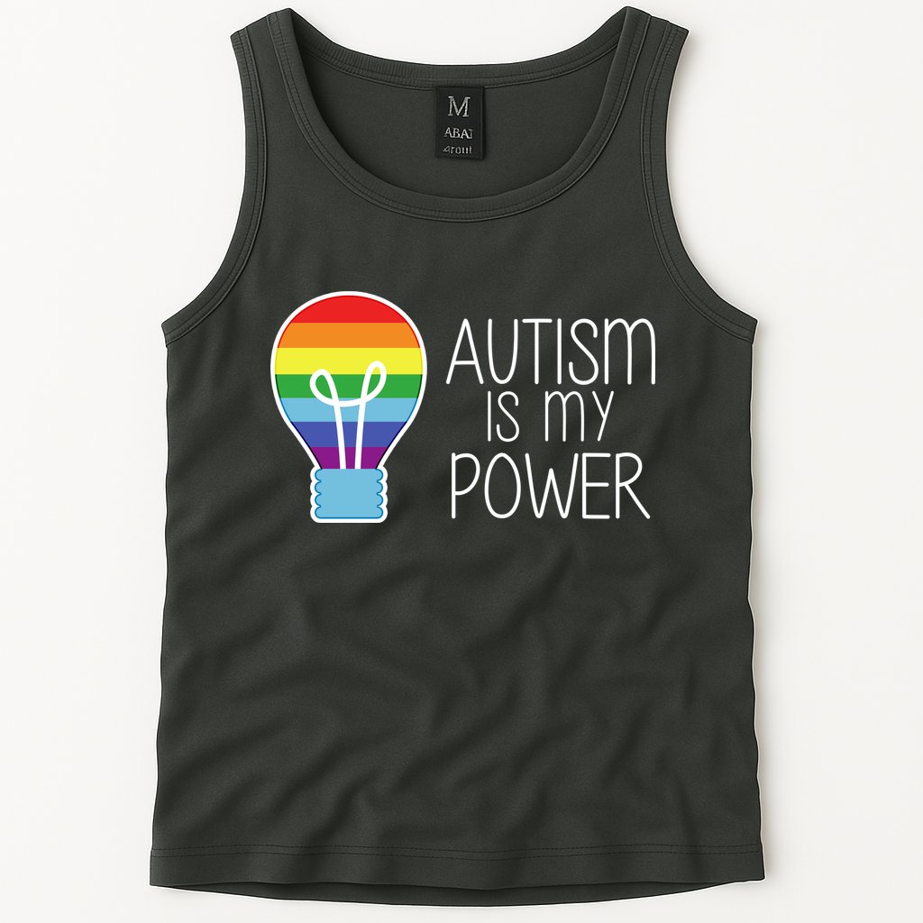 Cute Autism Is My Power Colorful Rainbow Light Bulb Tank Top