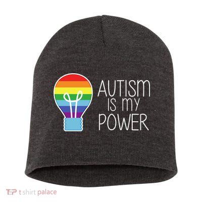 Cute Autism Is My Power Colorful Rainbow Light Bulb Short Acrylic Beanie