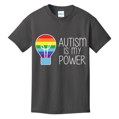Cute Autism Is My Power Colorful Rainbow Light Bulb Kids T-Shirt