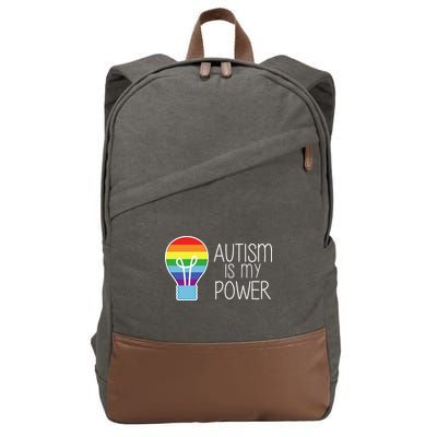 Cute Autism Is My Power Colorful Rainbow Light Bulb Cotton Canvas Backpack