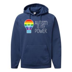 Cute Autism Is My Power Colorful Rainbow Light Bulb Performance Fleece Hoodie