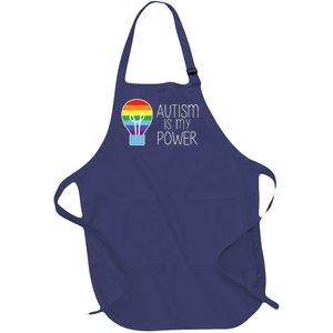 Cute Autism Is My Power Colorful Rainbow Light Bulb Full-Length Apron With Pockets