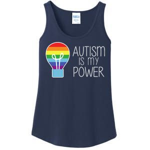 Cute Autism Is My Power Colorful Rainbow Light Bulb Ladies Essential Tank