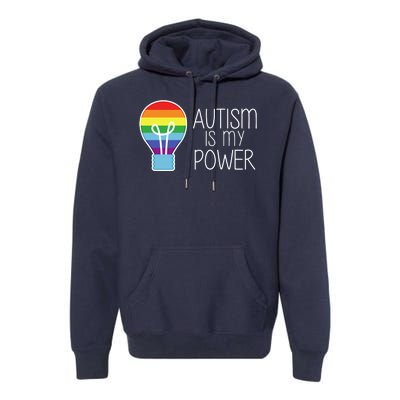 Cute Autism Is My Power Colorful Rainbow Light Bulb Premium Hoodie