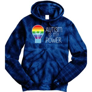 Cute Autism Is My Power Colorful Rainbow Light Bulb Tie Dye Hoodie