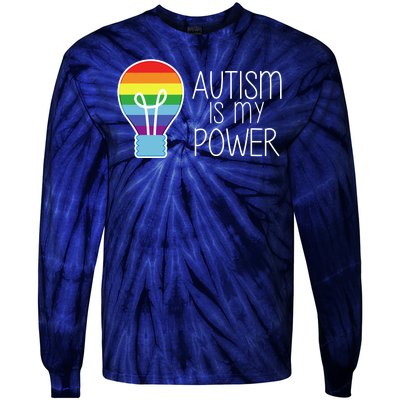 Cute Autism Is My Power Colorful Rainbow Light Bulb Tie-Dye Long Sleeve Shirt