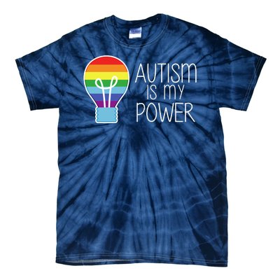 Cute Autism Is My Power Colorful Rainbow Light Bulb Tie-Dye T-Shirt