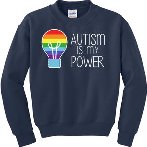 Cute Autism Is My Power Colorful Rainbow Light Bulb Kids Sweatshirt