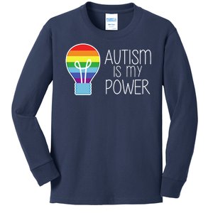 Cute Autism Is My Power Colorful Rainbow Light Bulb Kids Long Sleeve Shirt