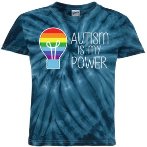 Cute Autism Is My Power Colorful Rainbow Light Bulb Kids Tie-Dye T-Shirt