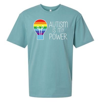 Cute Autism Is My Power Colorful Rainbow Light Bulb Sueded Cloud Jersey T-Shirt