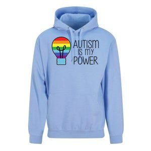 Cute Autism Is My Power Colorful Rainbow Light Bulb Unisex Surf Hoodie