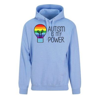 Cute Autism Is My Power Colorful Rainbow Light Bulb Unisex Surf Hoodie