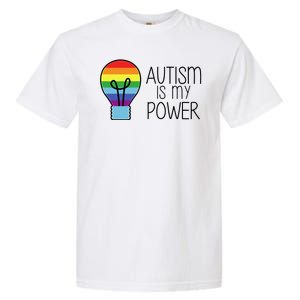 Cute Autism Is My Power Colorful Rainbow Light Bulb Garment-Dyed Heavyweight T-Shirt