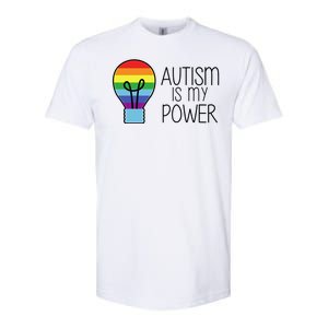 Cute Autism Is My Power Colorful Rainbow Light Bulb Softstyle CVC T-Shirt