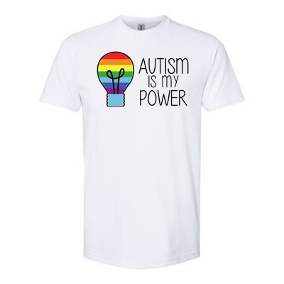 Cute Autism Is My Power Colorful Rainbow Light Bulb Softstyle CVC T-Shirt