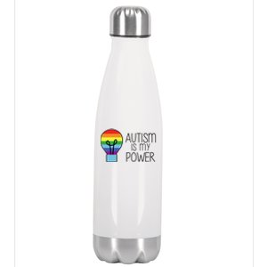 Cute Autism Is My Power Colorful Rainbow Light Bulb Stainless Steel Insulated Water Bottle